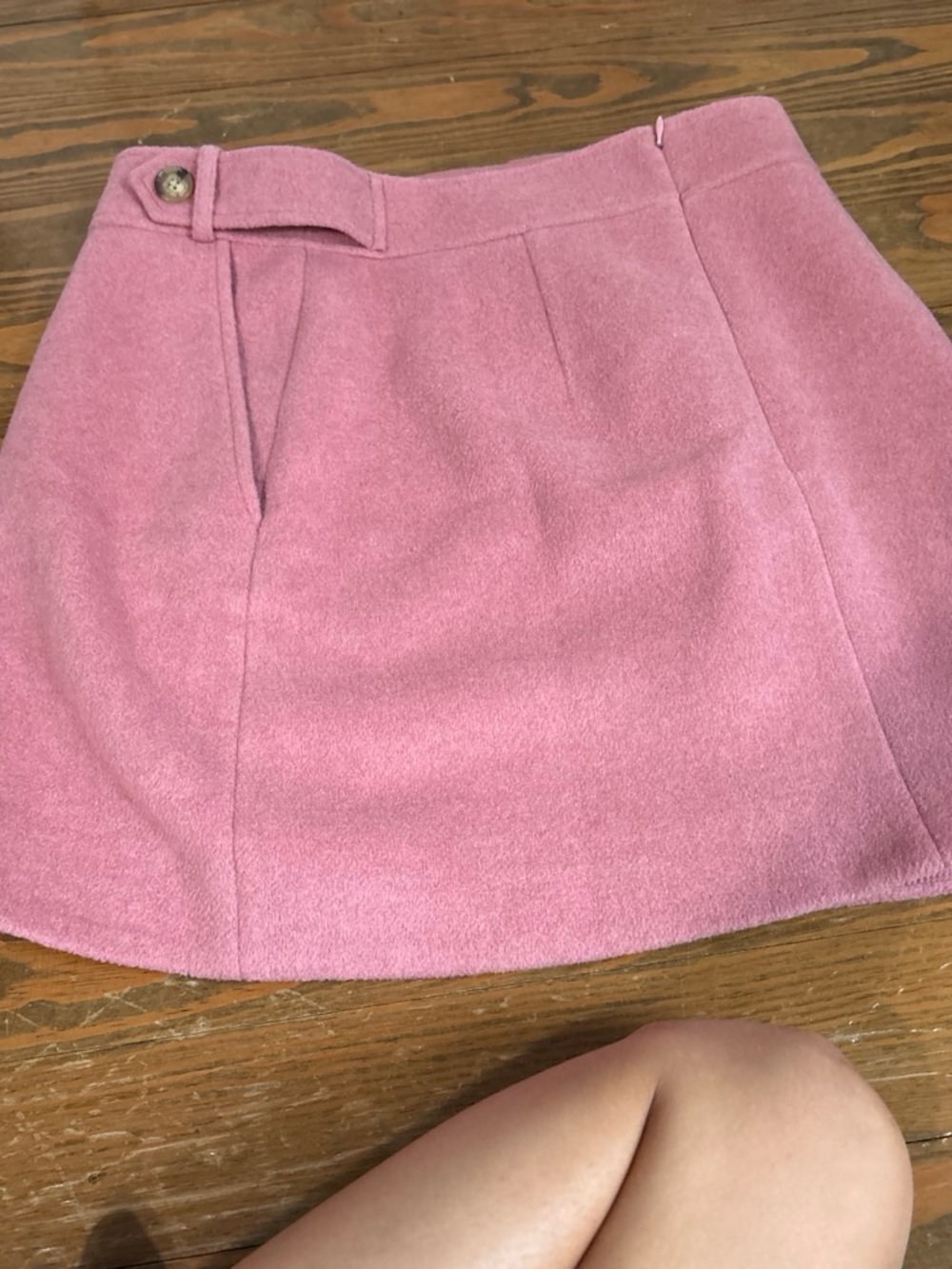 Pink Wool-Blend Mini Skirt